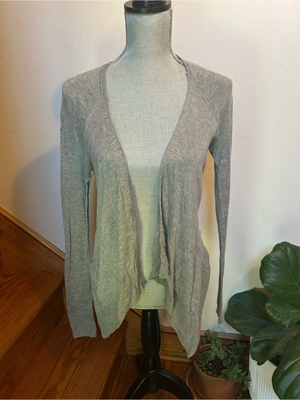 Ted Baker London Light Gray Open-Front Cardigan